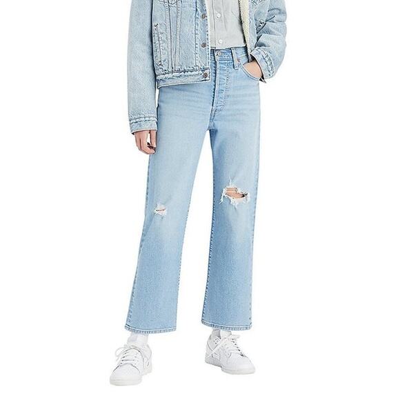 NWT Levi's Women's Ribcage High Rise Distressed Ankle Straight Jeans in 31 x 27 - Picture 8 of 8